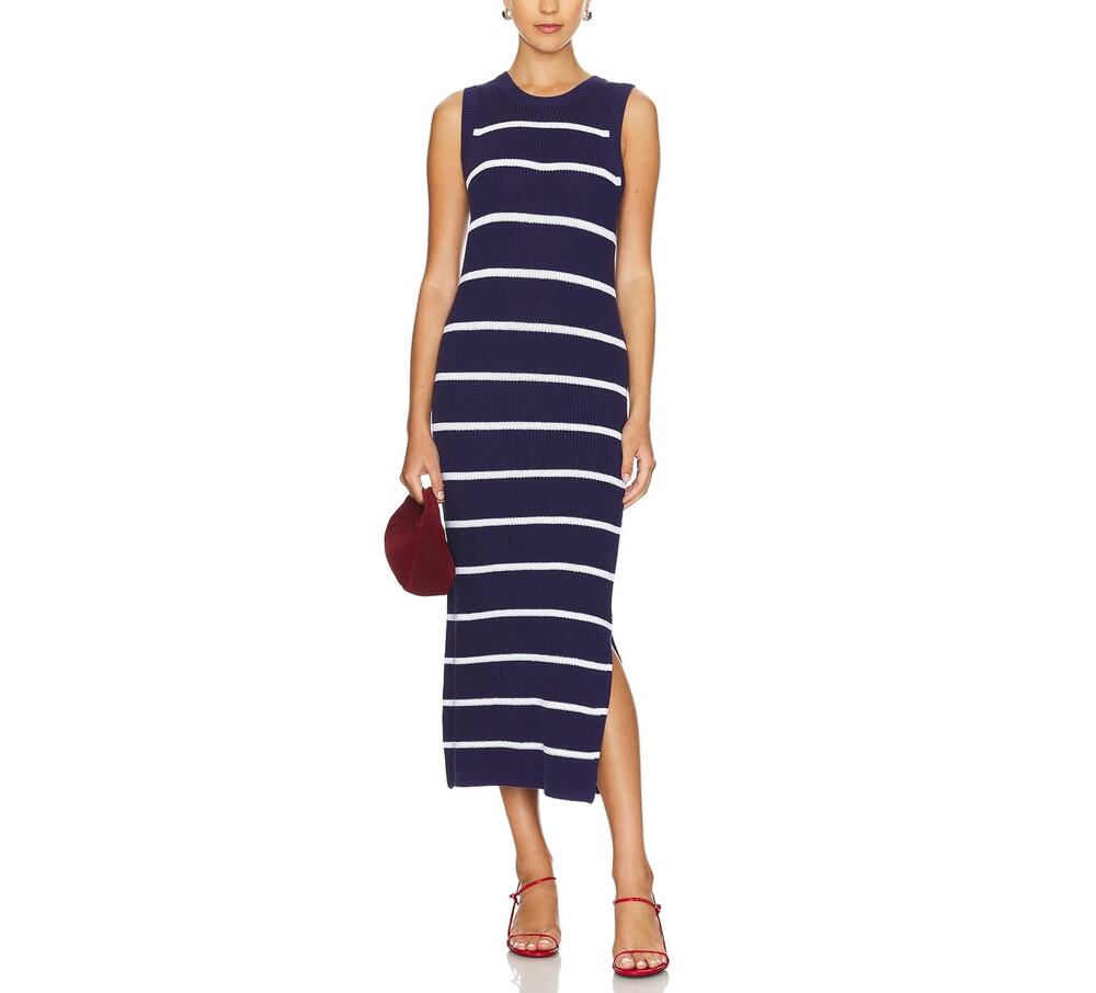 525 Striped Blue Emma Midi Dress Size XS